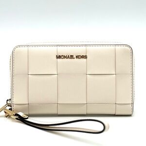 Michael Kors JST LG Flat MF Phone Case Wallet Light Cream